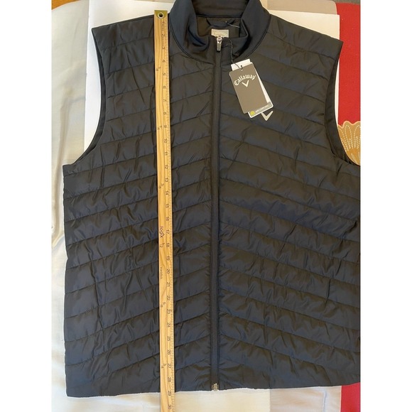 NEW Callaway Quilted Puffer Vest Men's XL Golf Caviar Black Full Zip Pockets - Picture 7 of 8